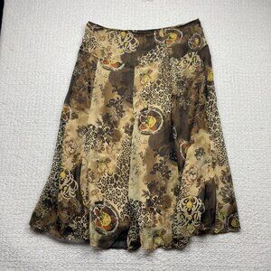 Y2K Ardoise Montreal Boho Flare Skirt Patchwork Animal Print Festival Art Sz 18